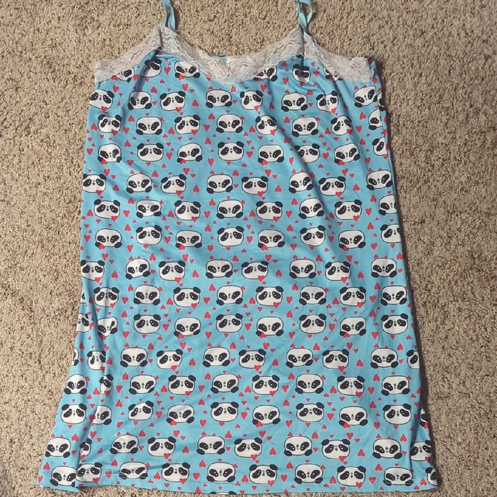 Charming Panda Print Chemise in Blue - Picture 1 of 10